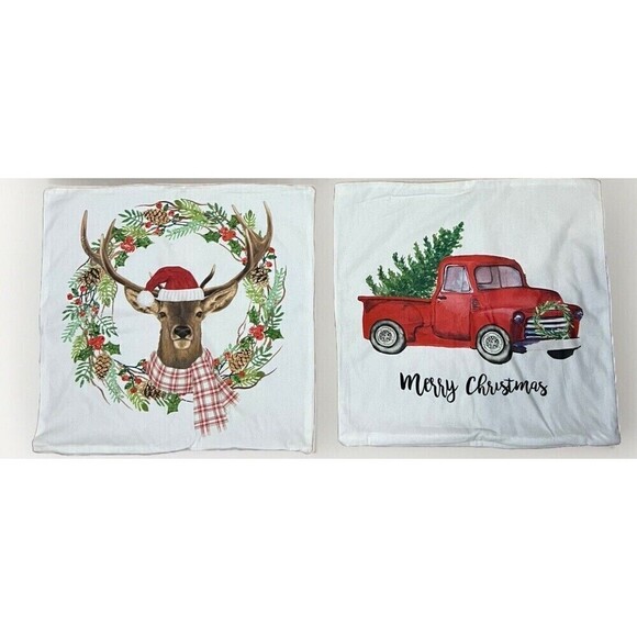 NEW Christmas Decorative Pillow Covers 18 x 18”  Set of 4 Holiday Decorations - Picture 4 of 6